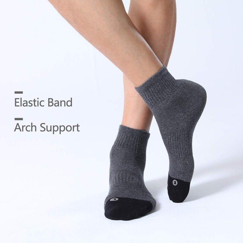 FITRELL 6 Pack Men's Athletic Ankle Socks Cushioned Sports Running Socks, Shoe Size 12-15, Dark Grey - Image 3